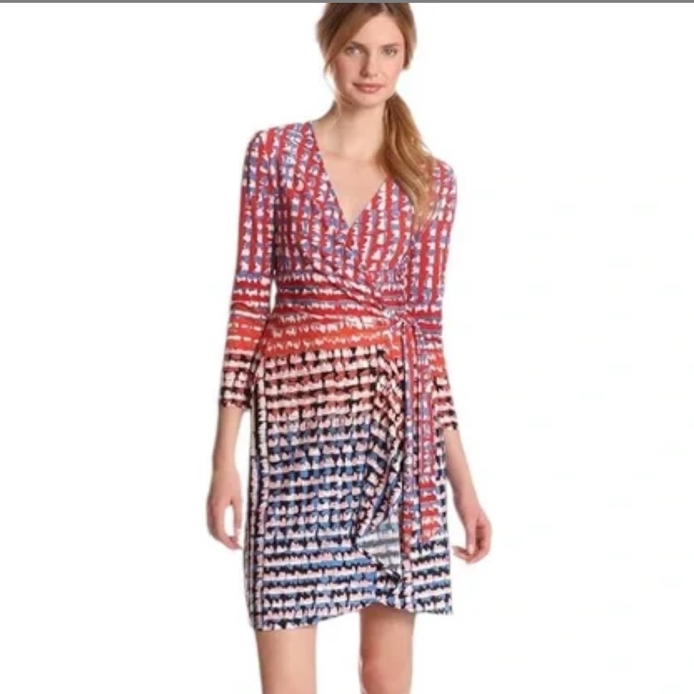 BcbgMaxAzria Adele wrap dress red/ blue XS